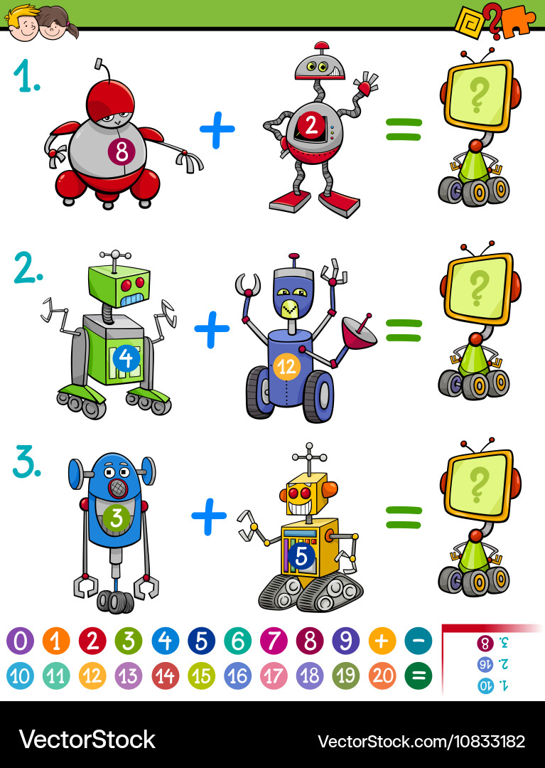 Robotic Math Learning Game Vector Image