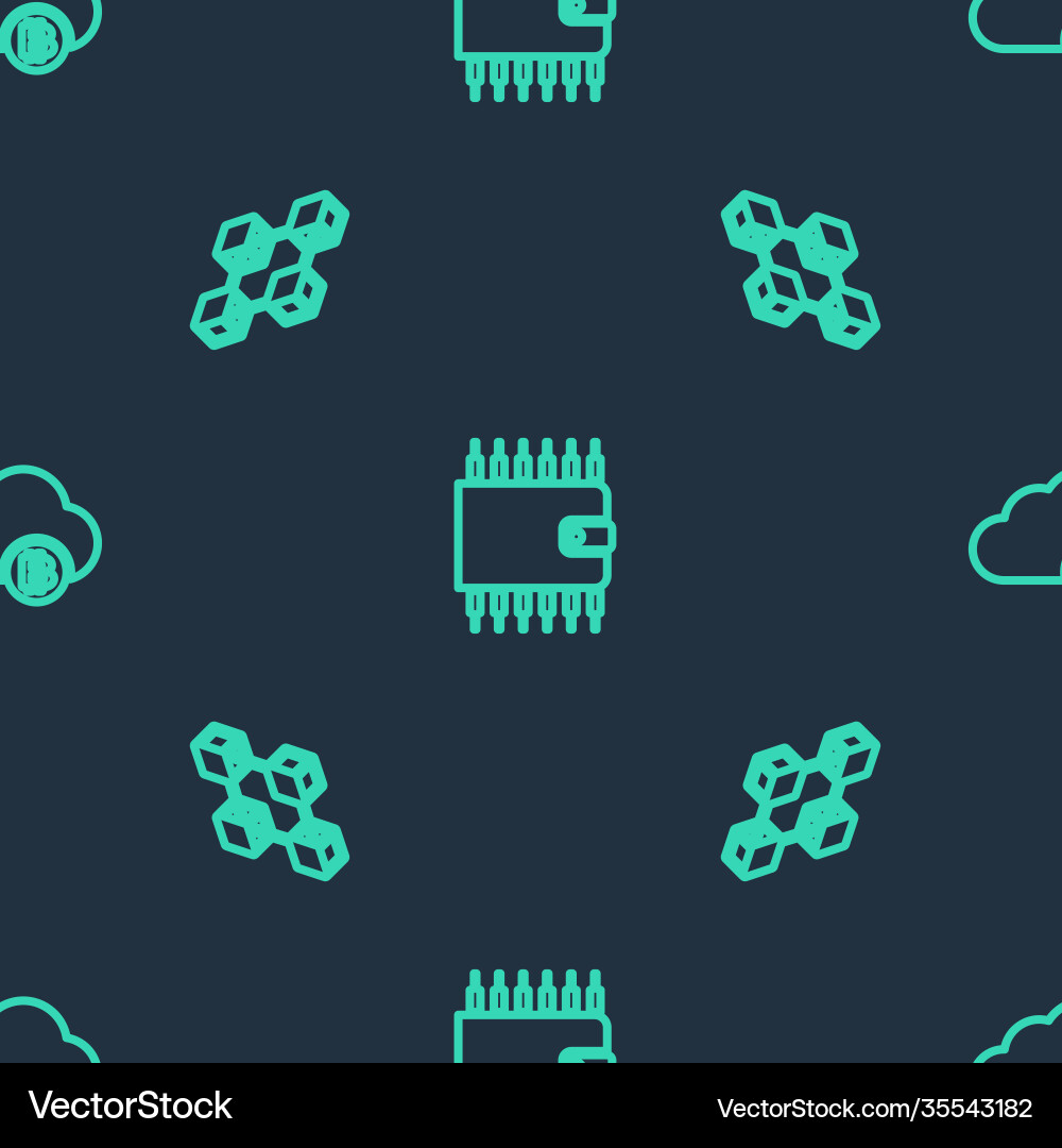 Set line cryptocurrency wallet blockchain Vector Image
