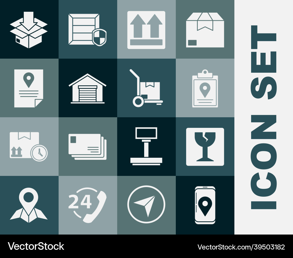 Set mobile with app delivery tracking fragile Vector Image
