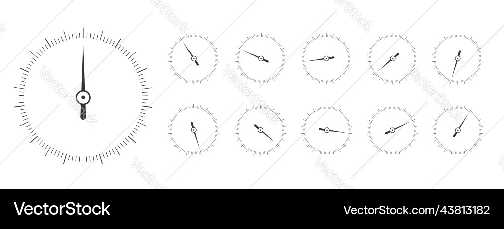 Set of round measuring scales with arrows Vector Image