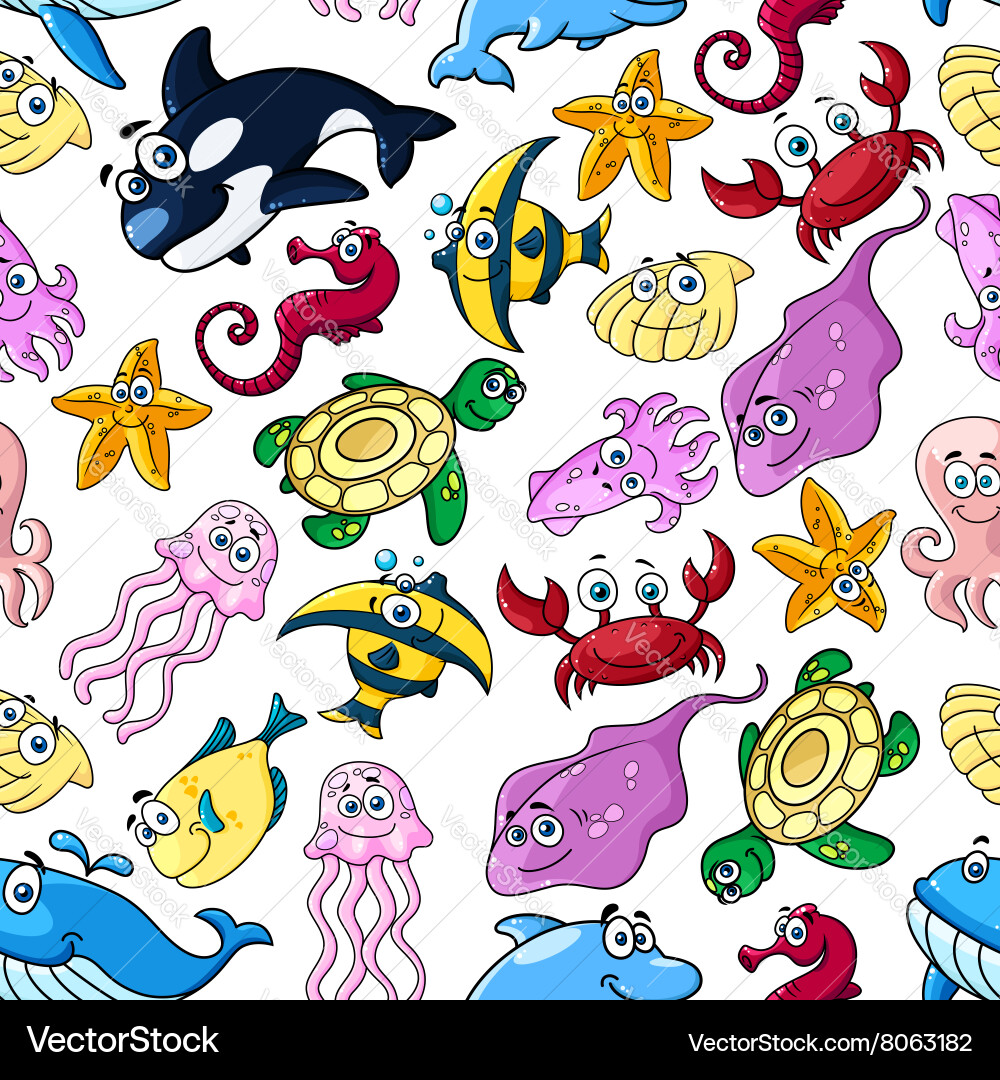Underwater Sea Creature Pattern Vector Image