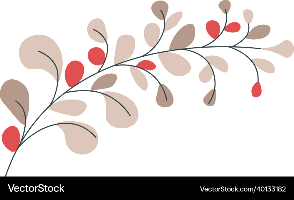 Zweig mit Blättern und Beeren Herbst Zweig Zweig mit Blättern und Beeren Herbst Zweig vektorbild