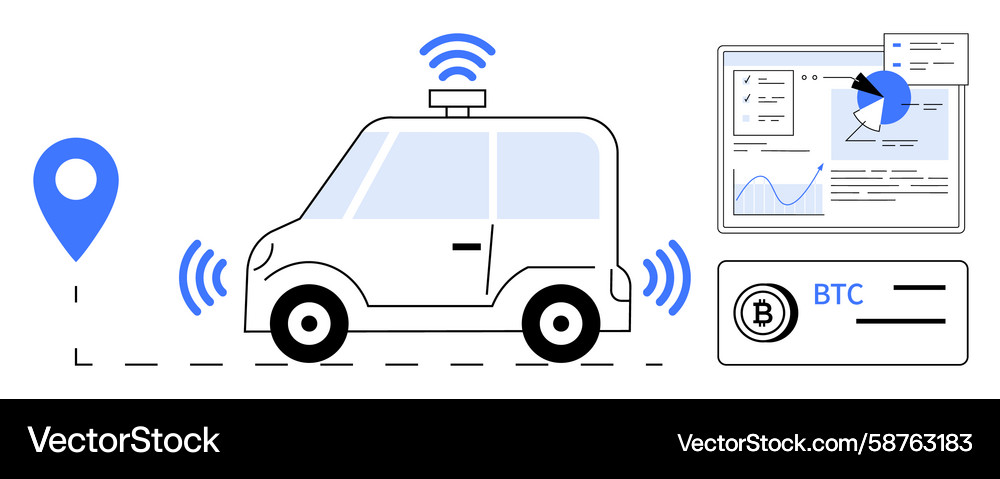 Autonomous Vehicle & Crypto Tech Vector Image