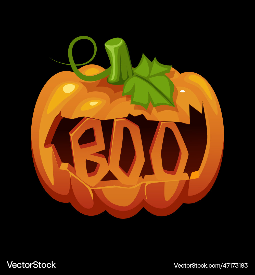 Carved pumpkin boo halloween object for greeting Carved pumpkin boo halloween object for greeting vector image