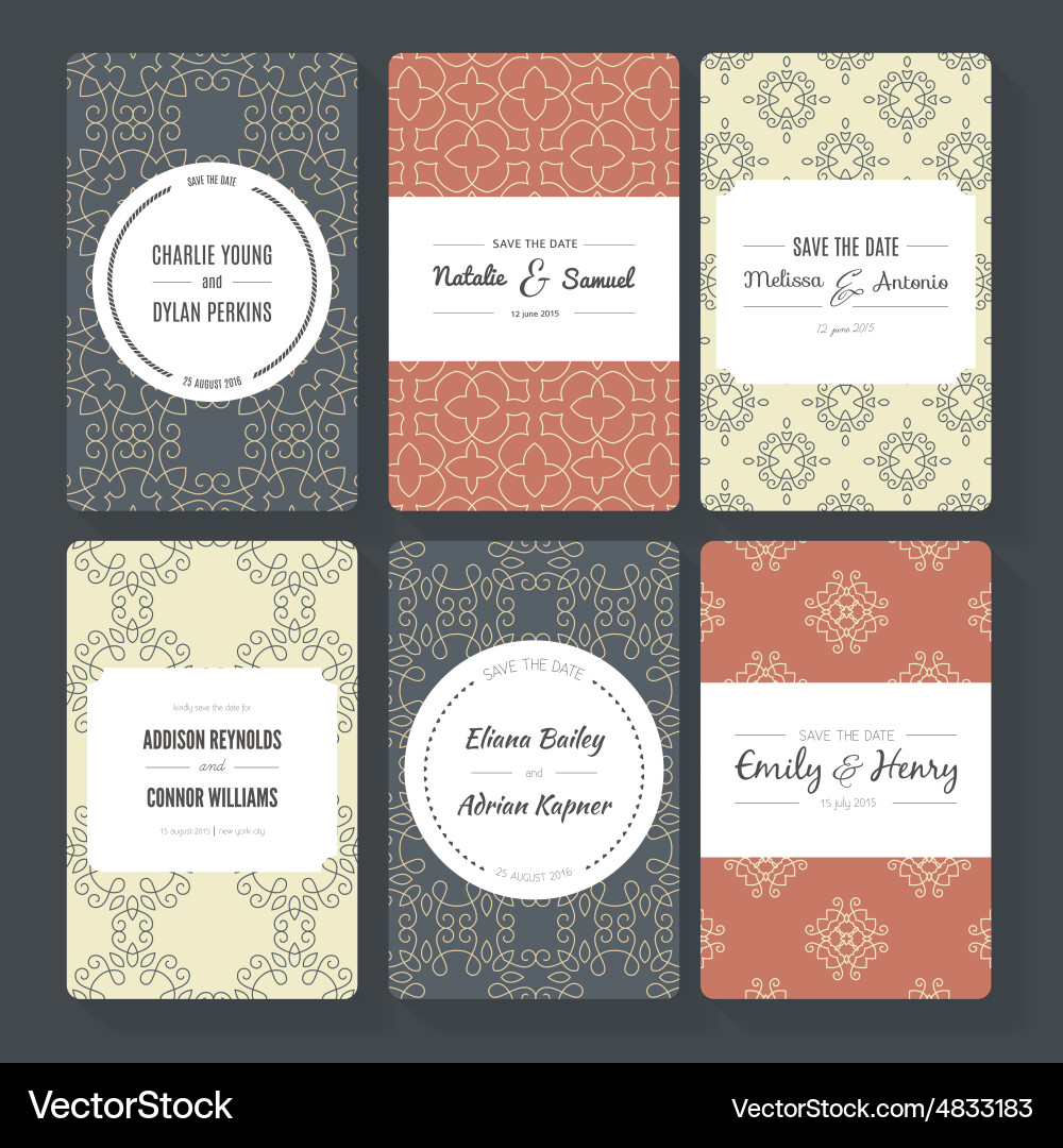 Elegant Save The Date Card Set Vector Image