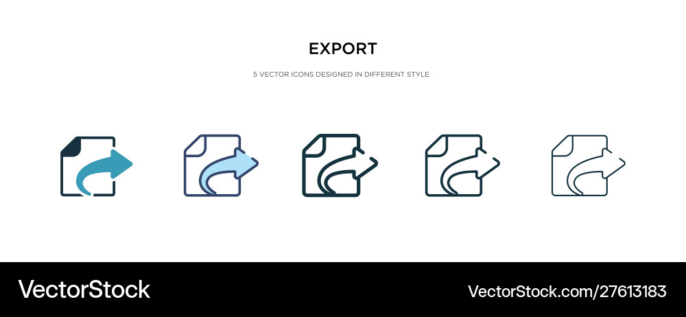 Export icon in different style two colored Export icon in different style two colored vector image