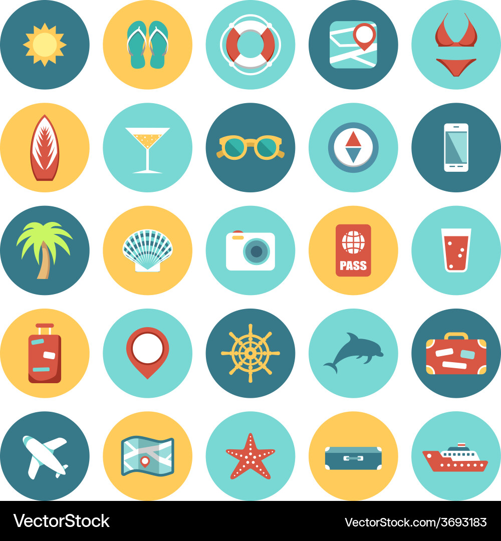Flat icons set for web and mobile applications vector image