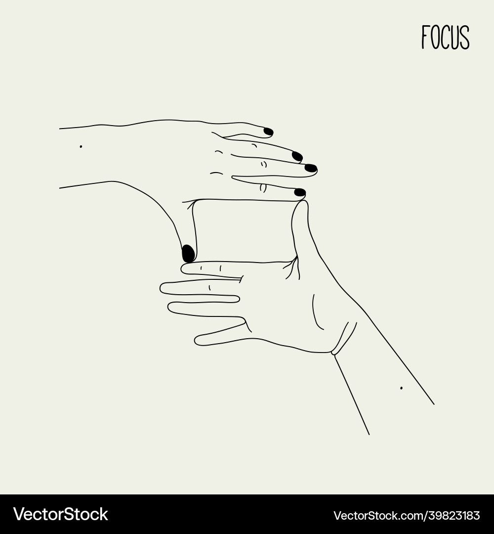 Framing hands simple linear background with hand Framing hands simple linear background with hand vector image