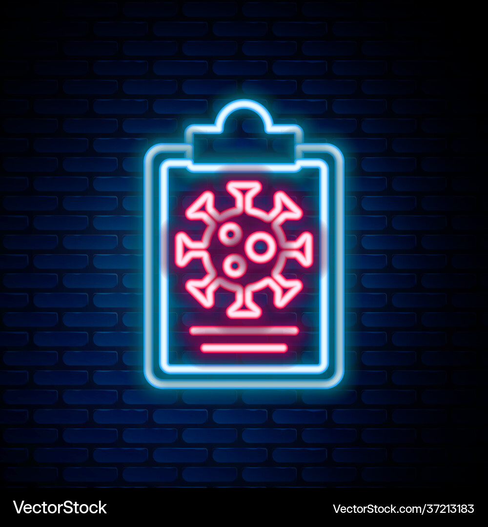 Glowing neon line medical clipboard with blood Glowing neon line medical clipboard with blood vector image
