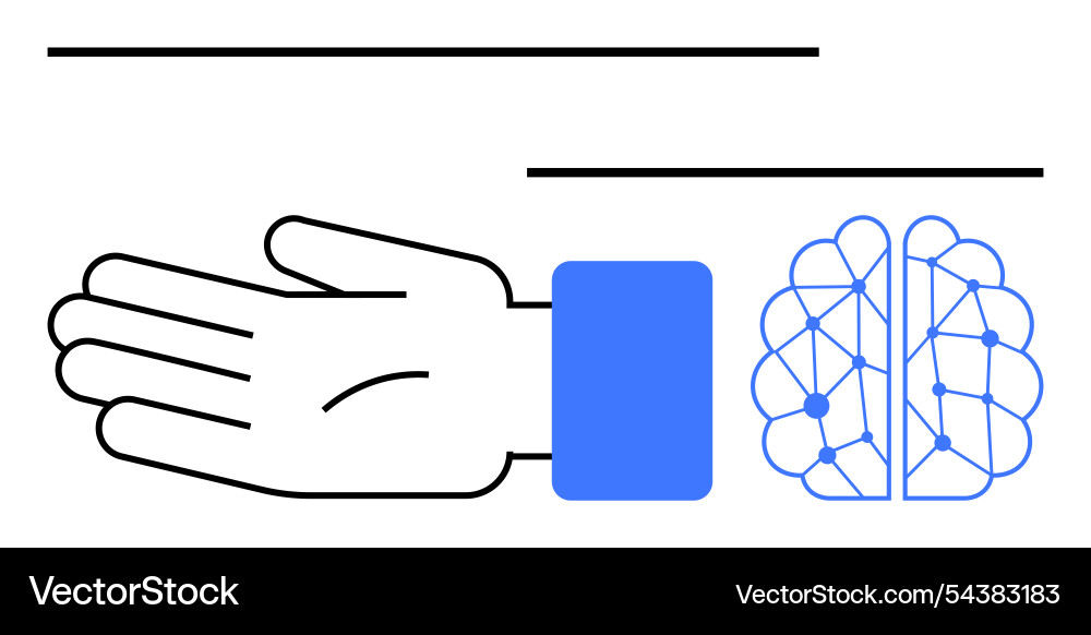 Hand and brain connecting lines concept Hand and brain connecting lines concept vector image