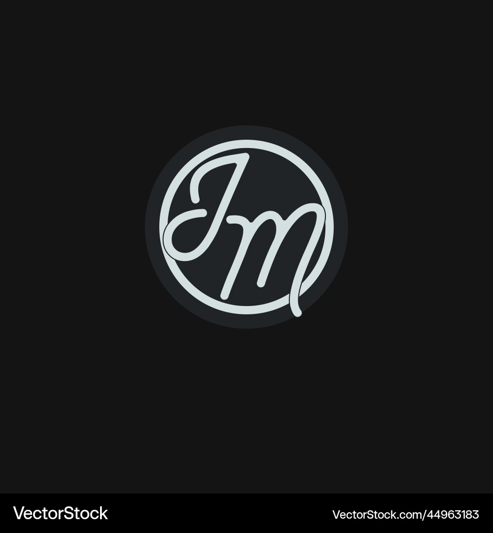 Initials jm logo monogram with simple circle line Initials jm logo monogram with simple circle line vector image