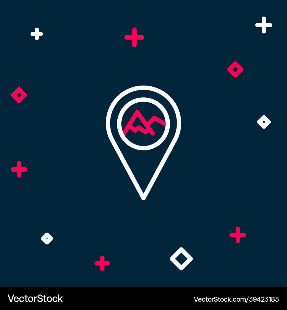 Line map pointer with mountain icon isolated Line map pointer with mountain icon isolated vector image
