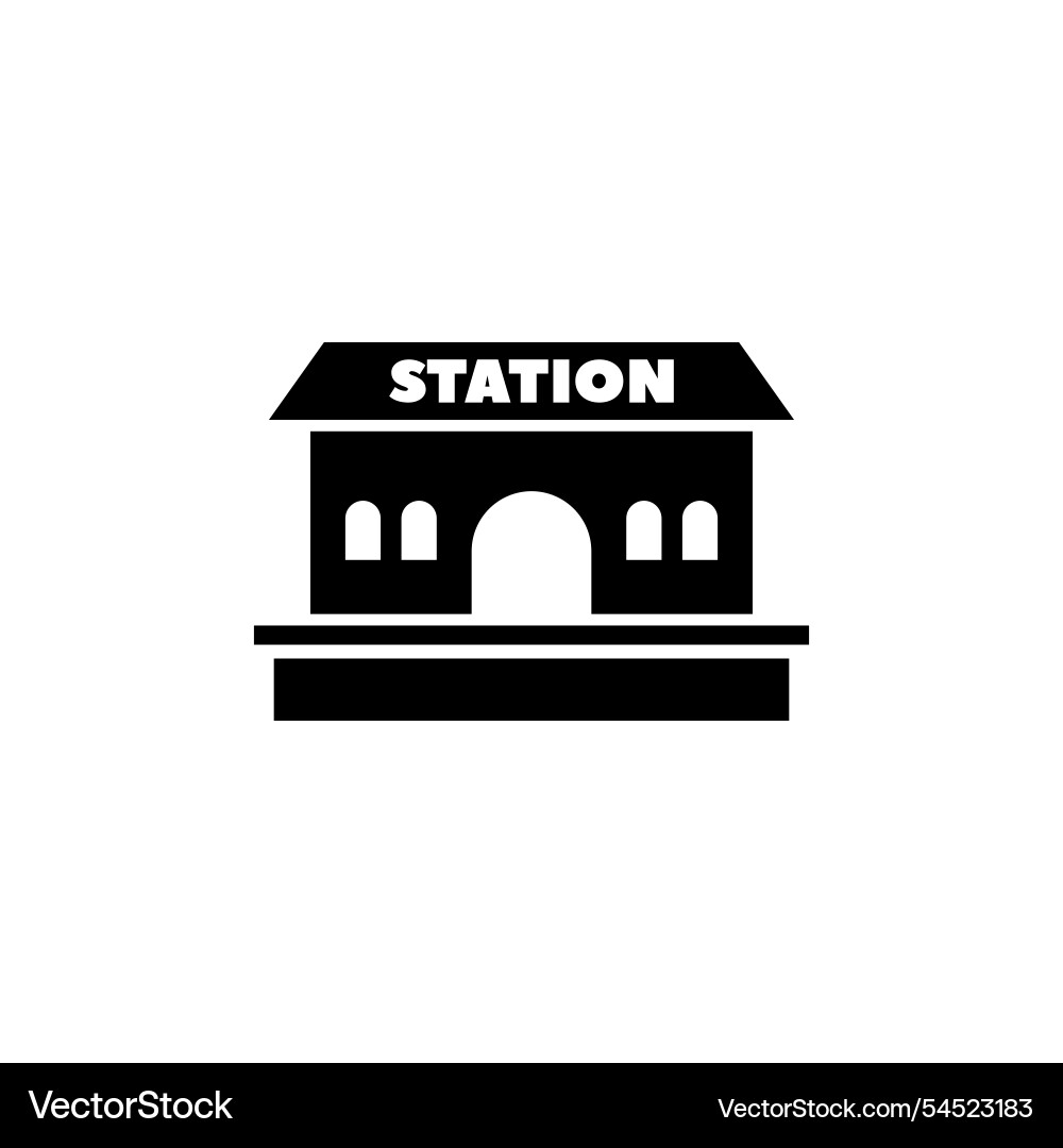 Modern Black Train Station Icon Vector Image