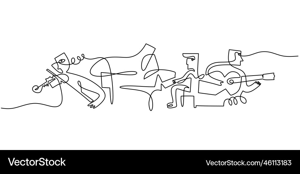 One single continuous line of abstract jazz Vector Image
