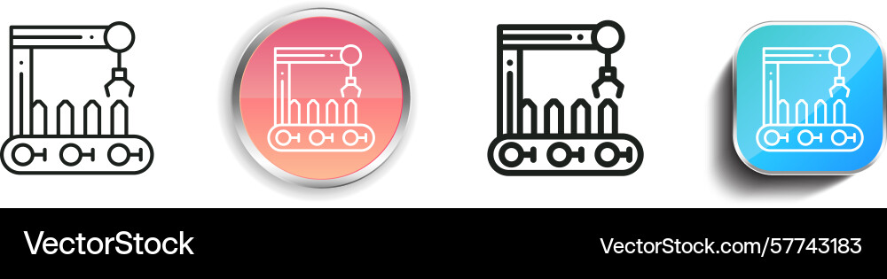 Robot arm icon thin linear regular and button Robot arm icon thin linear regular and button vector image