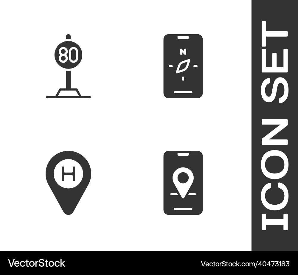 Set city map navigation speed limit traffic Set city map navigation speed limit traffic vector image