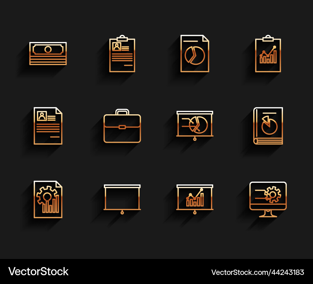 Set line document with graph chart chalkboard Set line document with graph chart chalkboard Vector Image