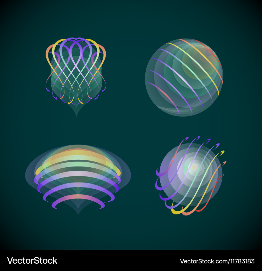 Set of smooth transparent design elements Vector Image