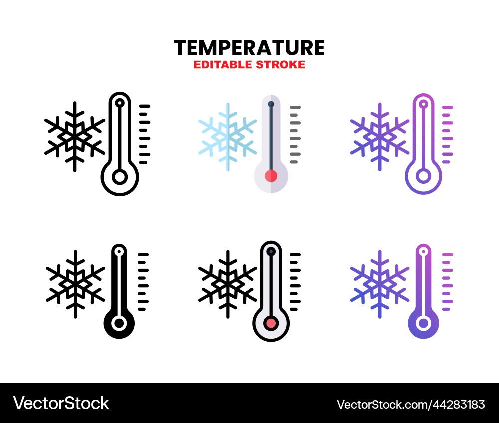 Temperature winter icon set with different styles Temperature winter icon set with different styles Vector Image