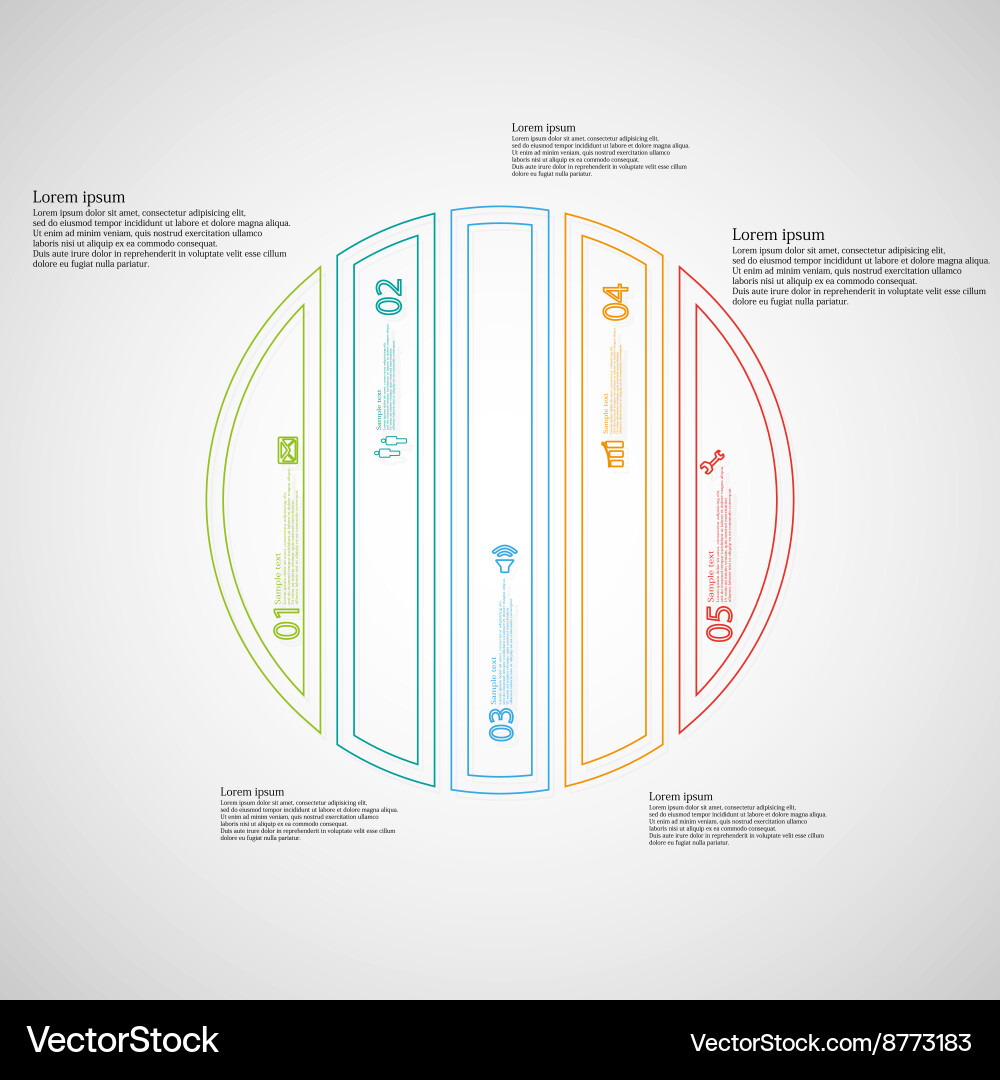 Template with circle vertically divided to five Vector Image