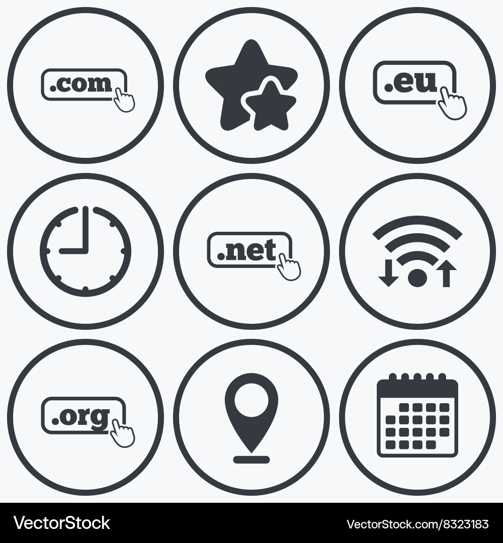 Top-Level-Domains signiert com eu net und org Vektorbild