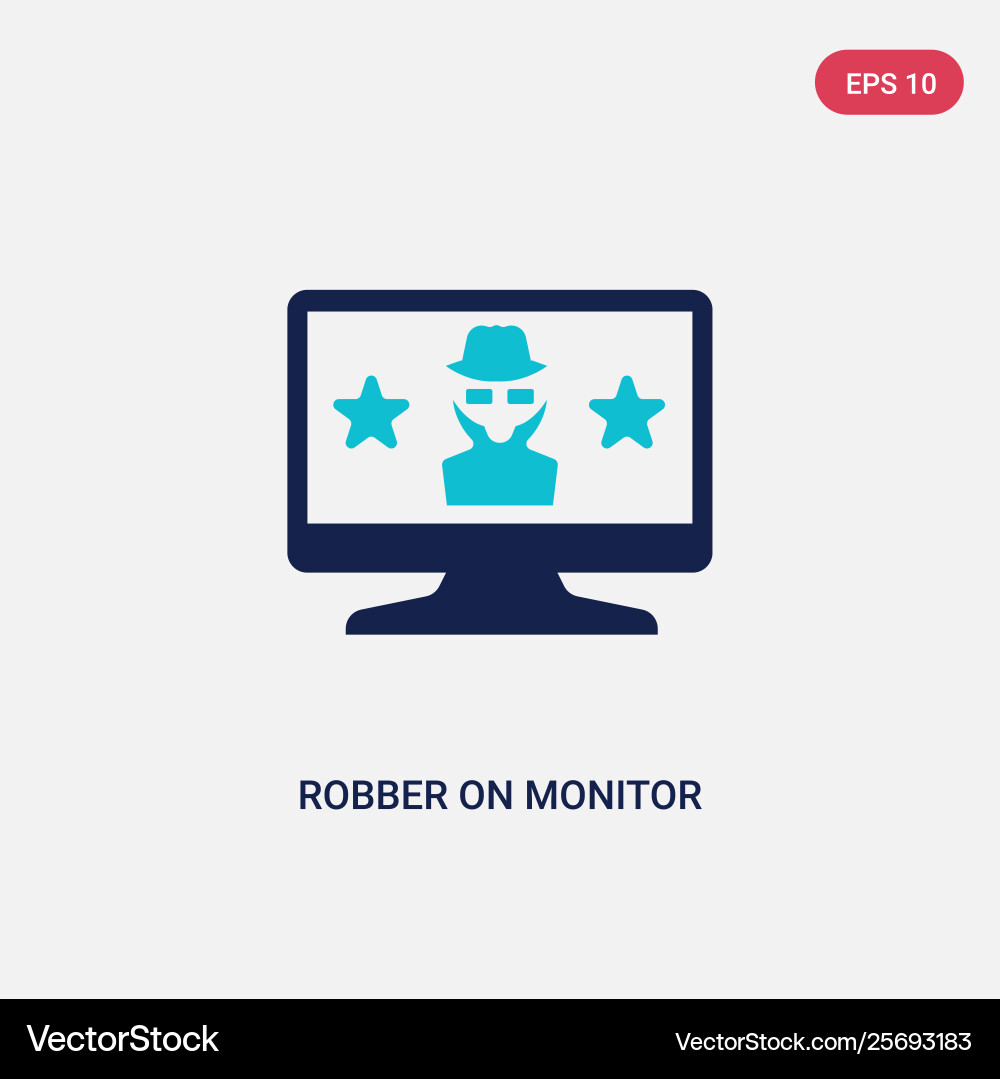 Two color robber on monitor icon from army vector image