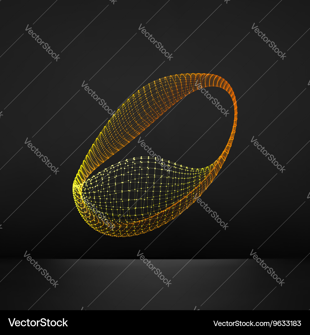 Wireframe object 3d geometric shape molecular grid Vector Image