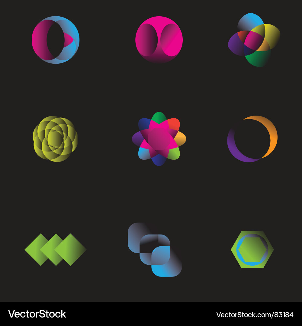 Abstract Colorful Icon Set Vector Image
