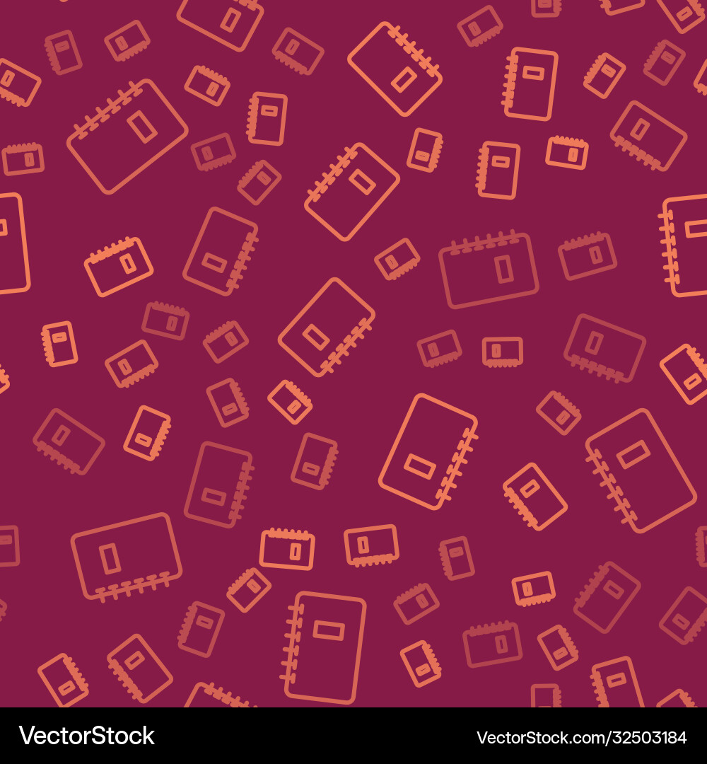 Brown line notebook icon isolated seamless pattern Brown line notebook icon isolated seamless pattern vector image