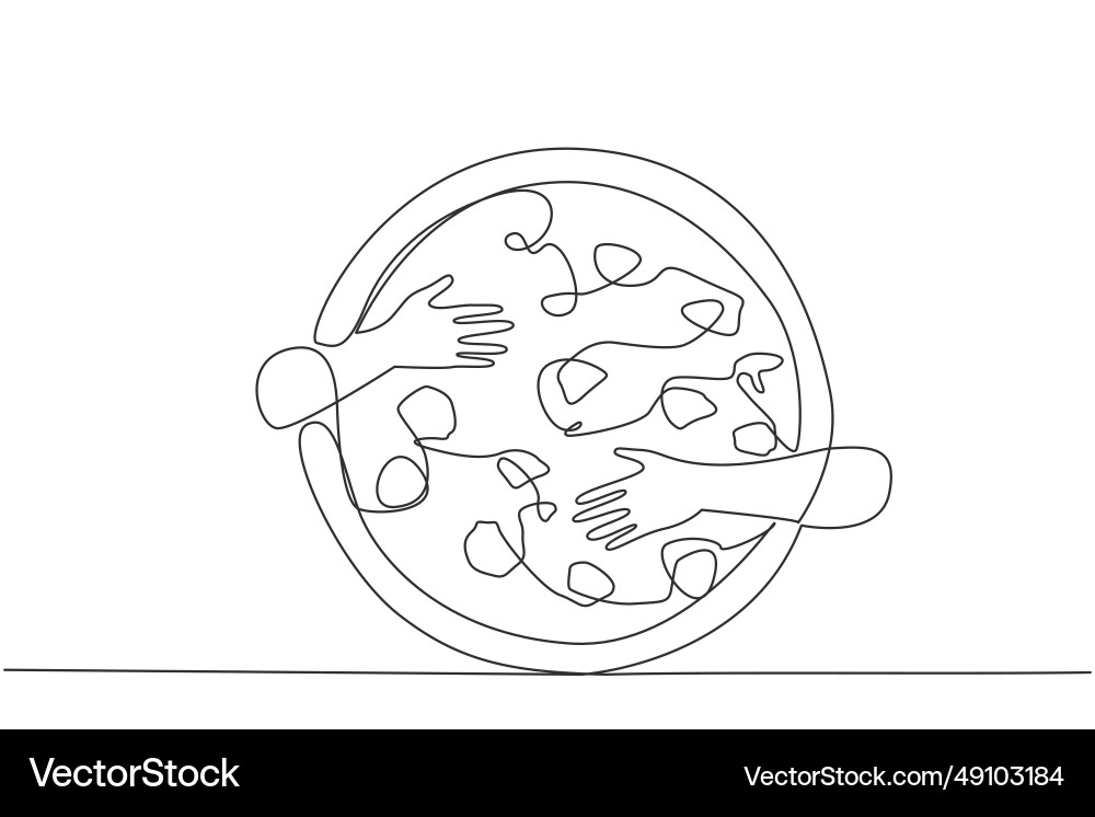 Continuous one line drawing of hands hugging Continuous one line drawing of hands hugging vector image