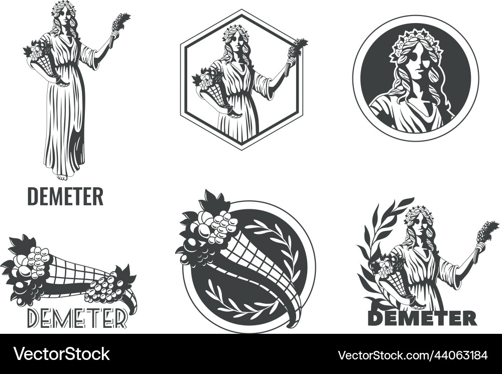 Demeter greek goddess emblems Demeter greek goddess emblems vector image