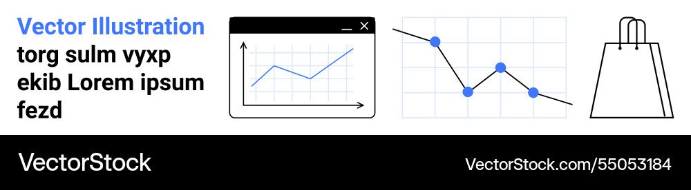E-commerce and data analysis with line graph E-commerce and data analysis with line graph vector image