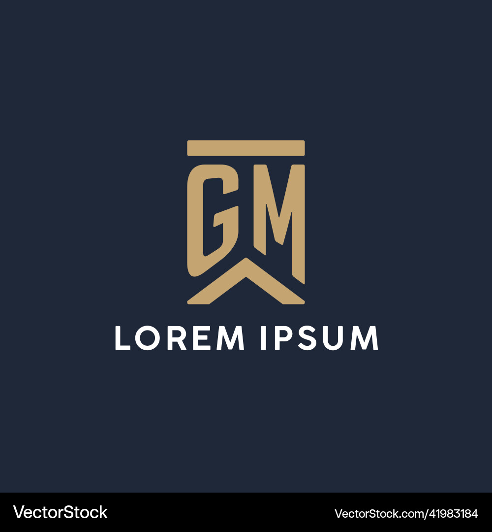 Gm initial monogram logo design in a rectangular Vector Image