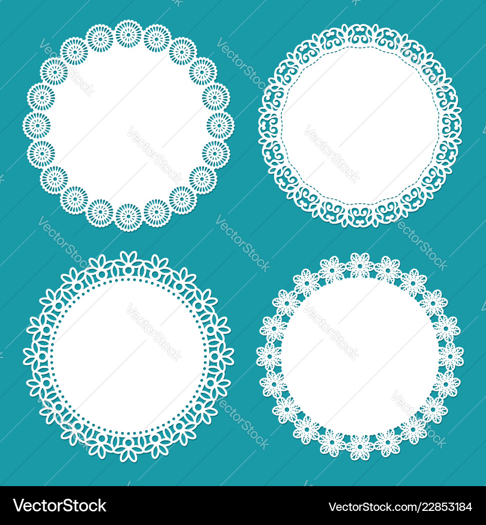 Lace Doily Patterns - Round Ornaments vector image