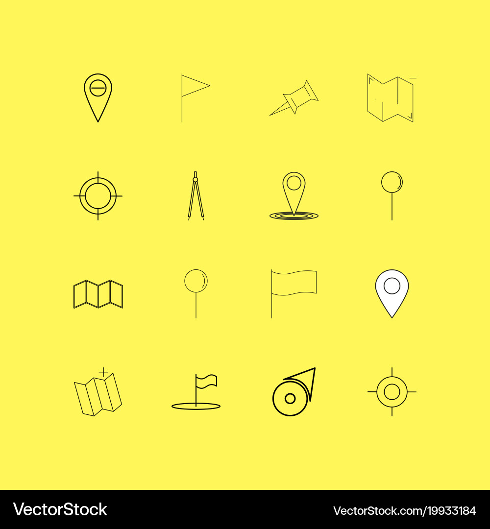 Map and navigation linear icon set simple outline Vector Image