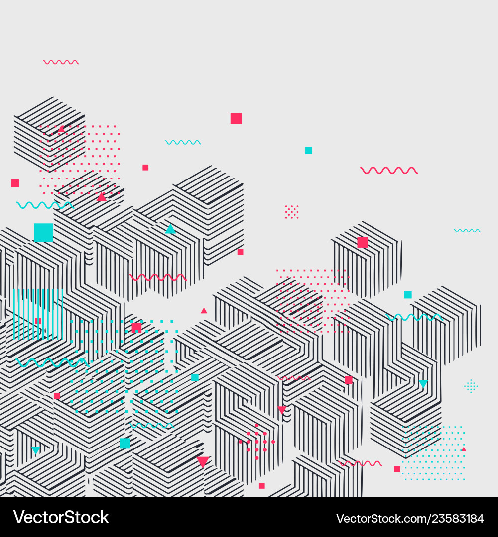 Memphis style geometric pattern with different Memphis style geometric pattern with different vector image