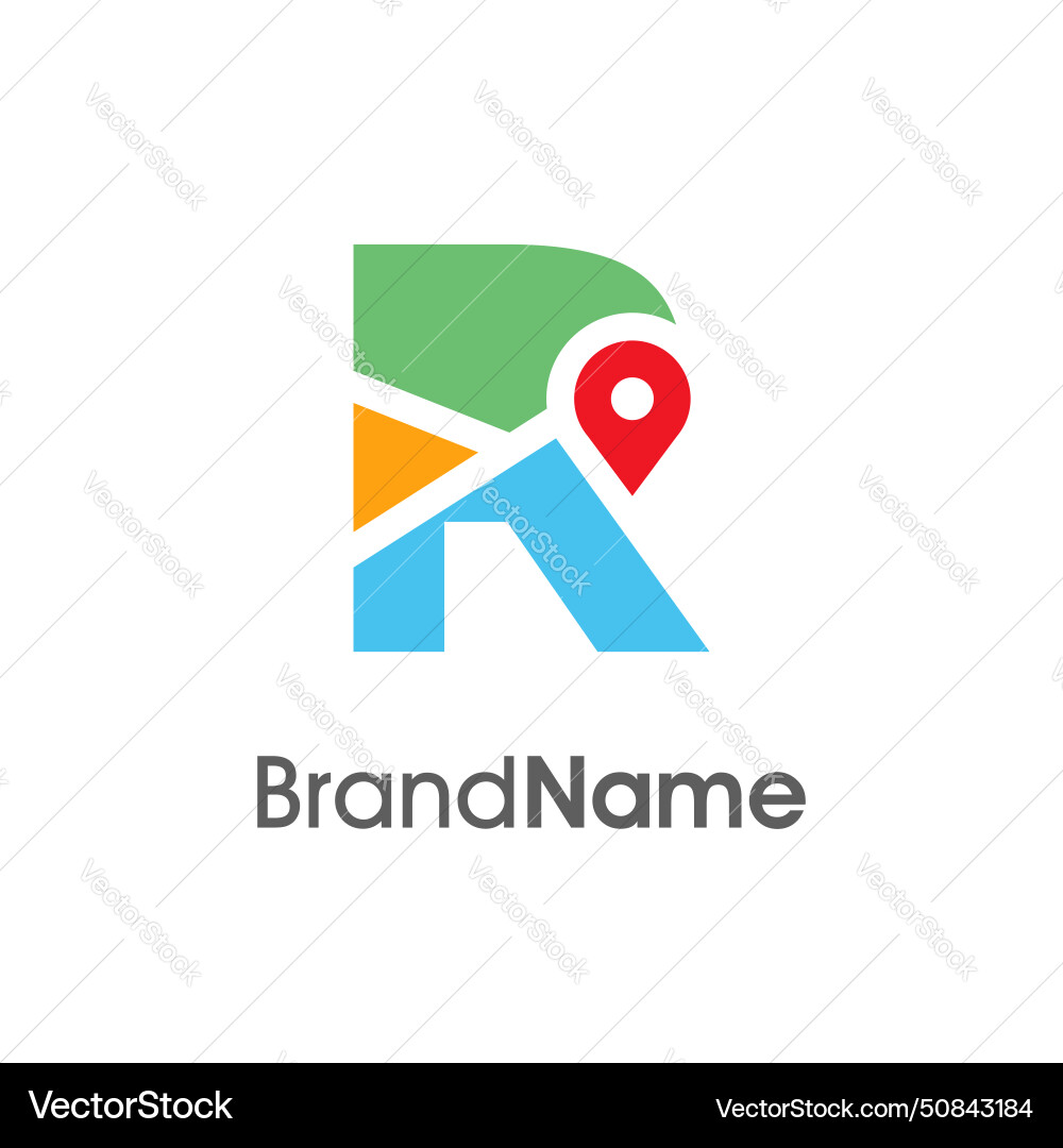 Modern initial r maps location logo Vector Image