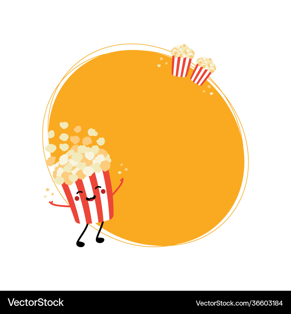 Oval background with popcorn bucket character Oval background with popcorn bucket character vector image