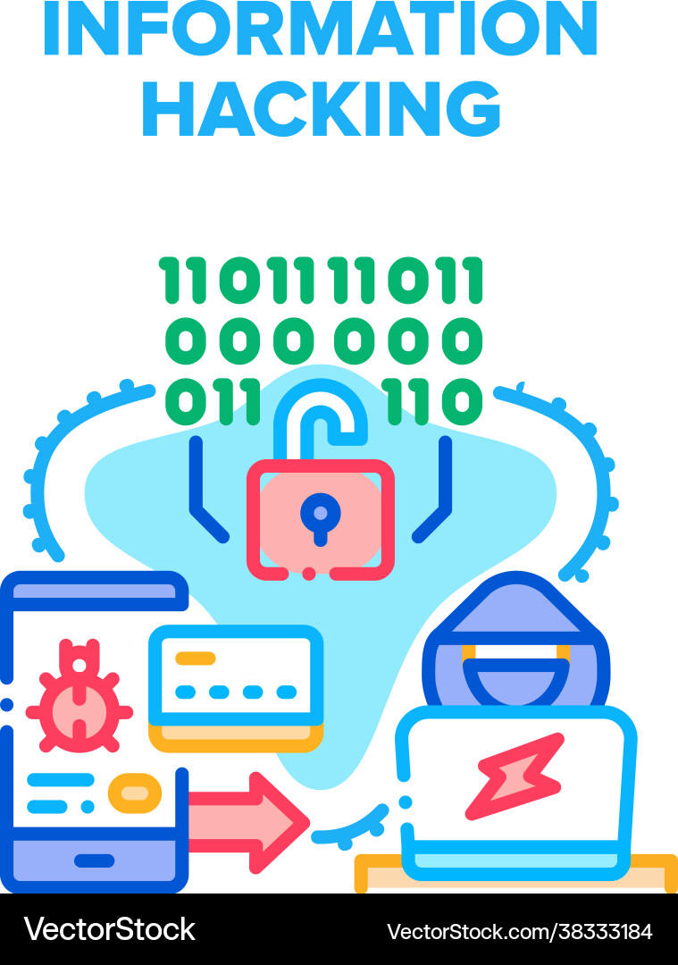 Personal information hacking concept color Personal information hacking concept color vector image