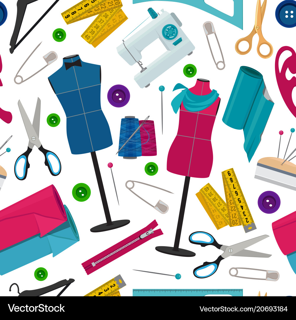 Seamless pattern for tailor shop with different Seamless pattern for tailor shop with different vector image