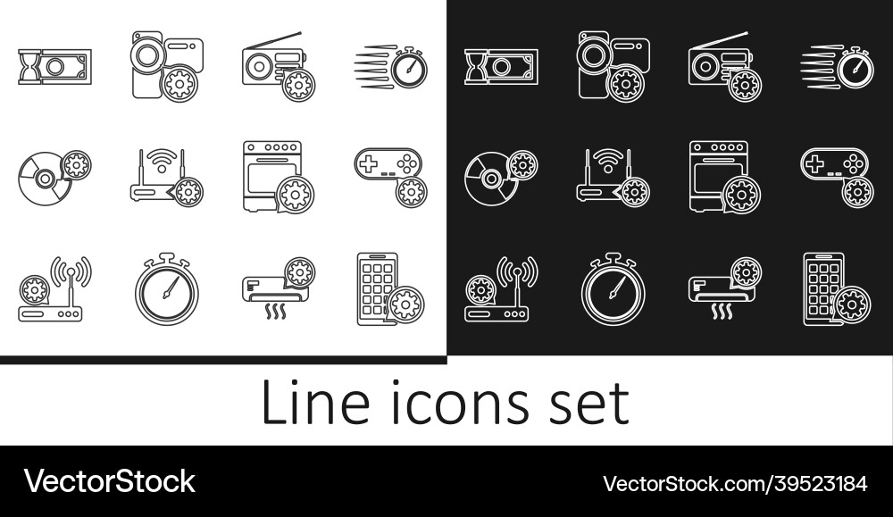 Set line mobile apps setting gamepad radio Set line mobile apps setting gamepad radio Vector Image