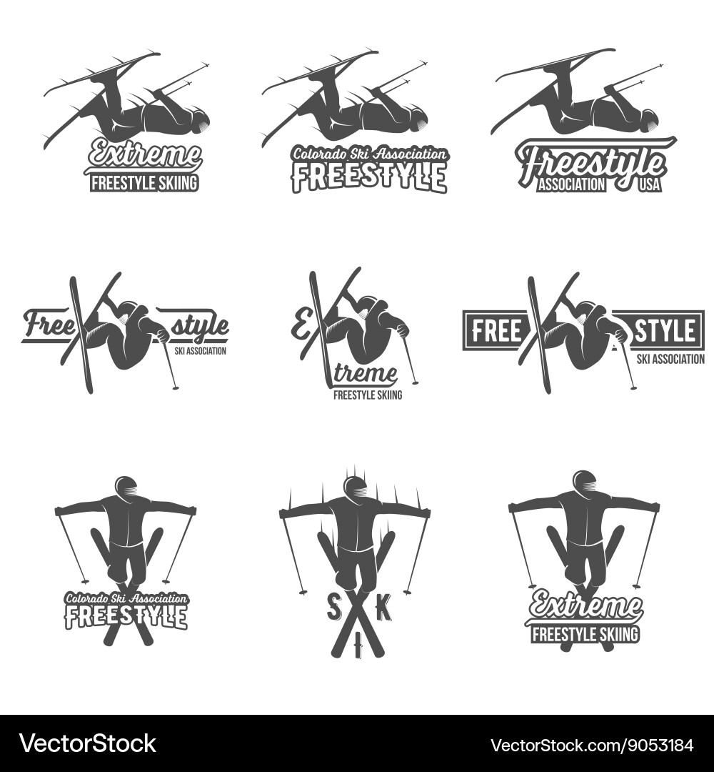 Set of vintage skiing labels and design elements Vector Image