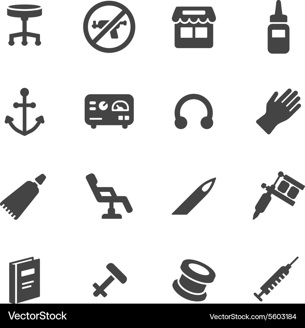 Tattoo and piercing icons Royalty Free Vector Image