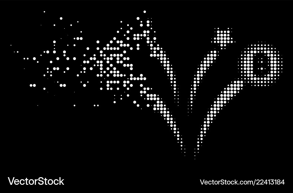 White disintegrating pixelated halftone bitcoin Vector Image