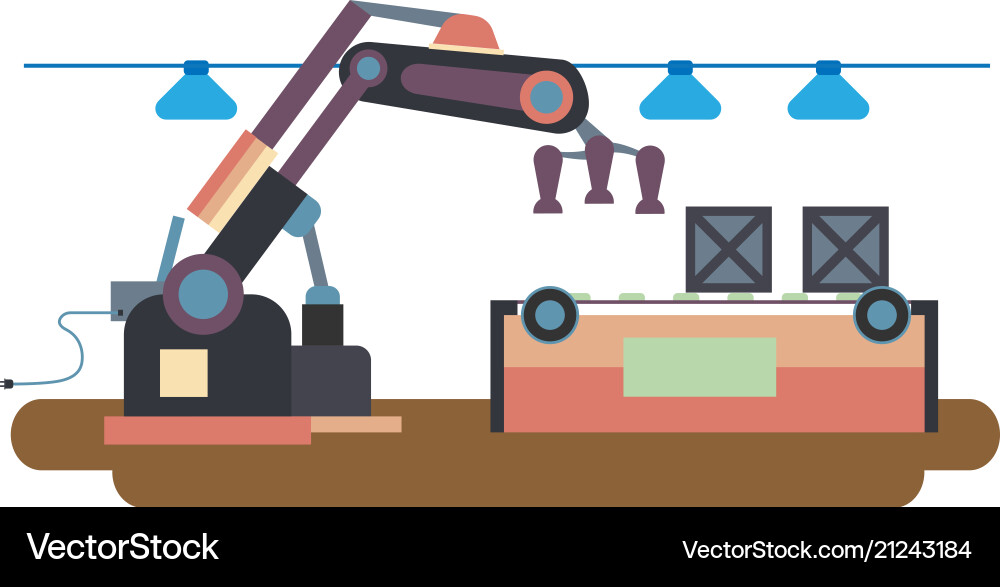 Working machines robots in factories and shops Working machines robots in factories and shops vector image