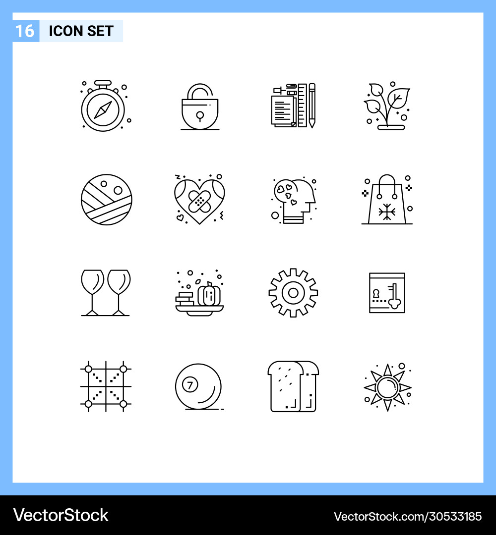 16 universal outlines set for web and mobile Vector Image