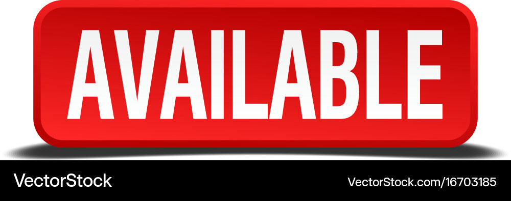 Available red three-dimensional square button vector image