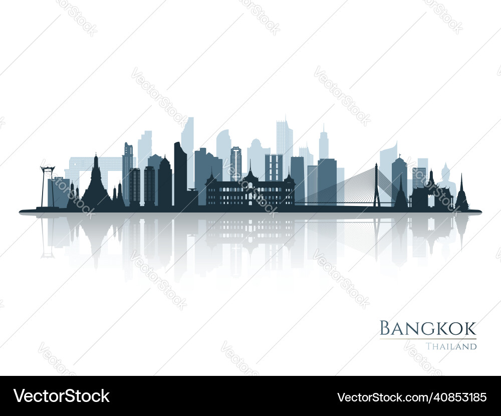 Bangkok Skyline Silhouette mit Reflexion Bangkok Skyline Silhouette mit Reflexion vektorbild