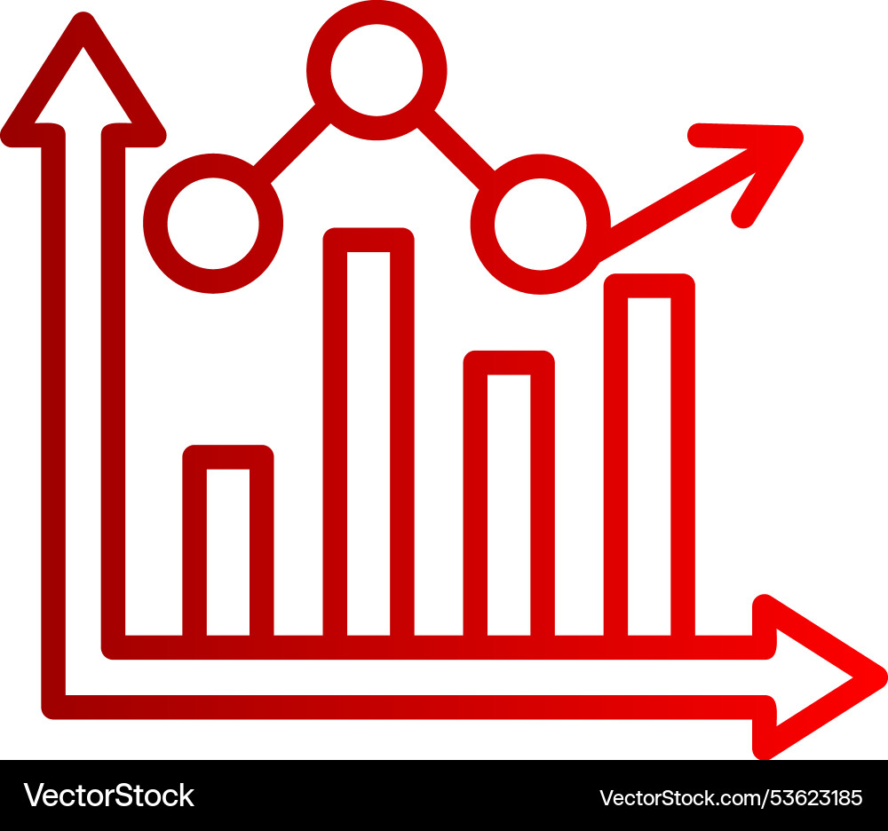 Bar graph line gradient icon vector image