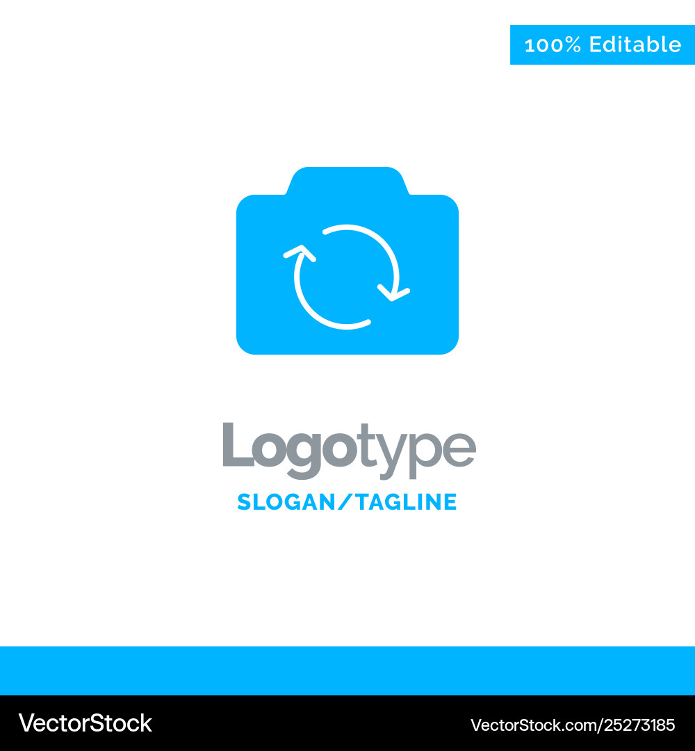 Camera refresh basic ui blue solid logo template Camera refresh basic ui blue solid logo template vector image